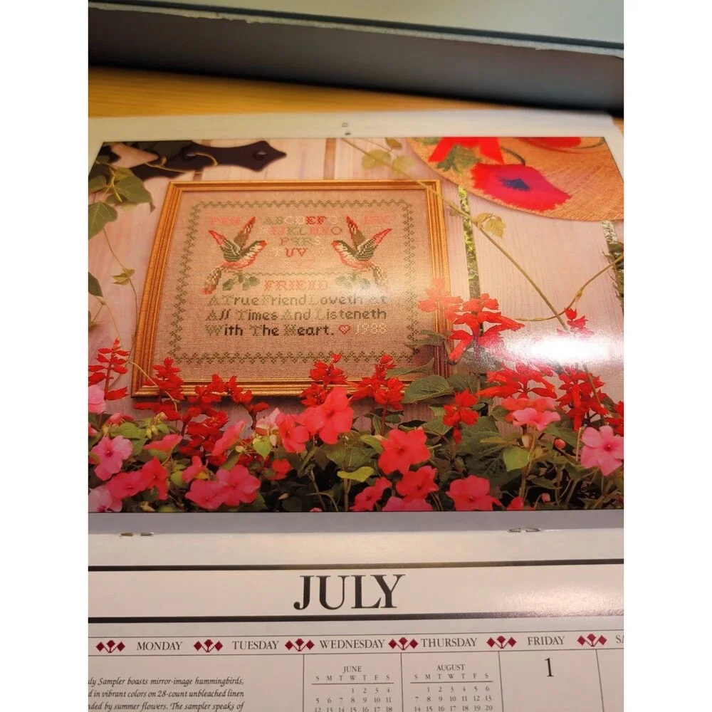 Assorted Vintage Cross Stitch Samplers + Year in Samplers Calendar, 1988